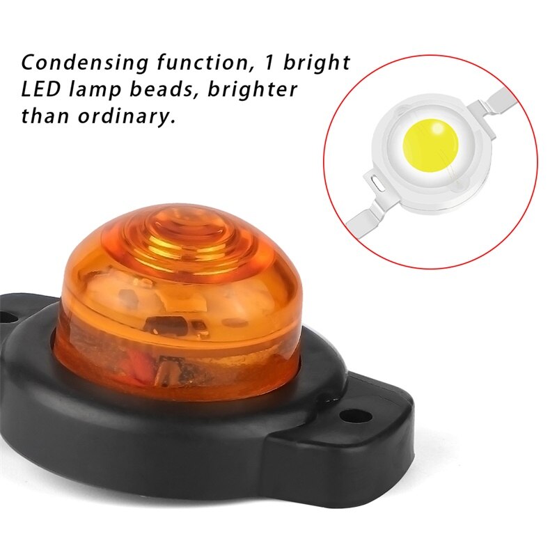 10PCS Side Marker LED Light Car External Lights Yellow Indicator Warning Lamp Tail Light 12V 24V For Auto Truck Trailer Lorry