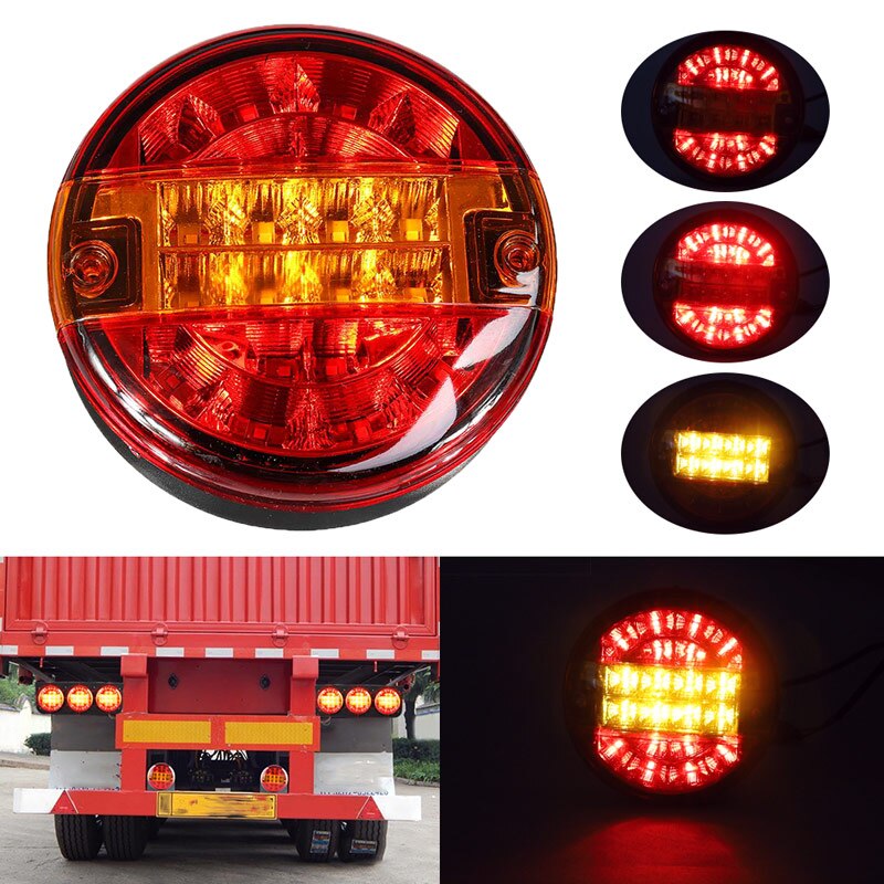 1PC 12V 24V Trailer Truck Stop Tail Lights Turn Signal Round Lamp Rear Light Warning Lamps for Caravan Lorry Van Pick Up Tank