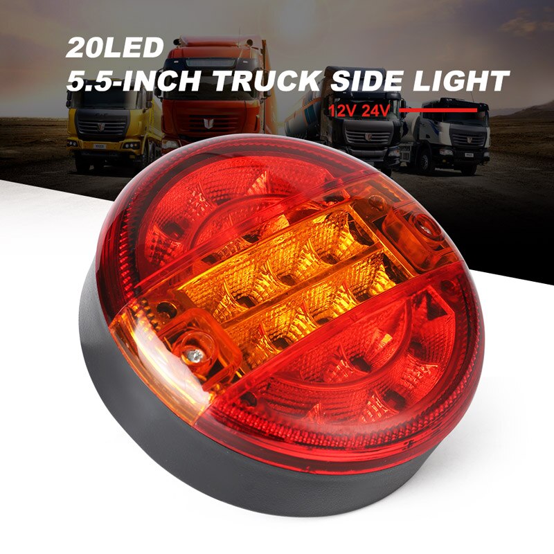 1PC 12V 24V Trailer Truck Stop Tail Lights Turn Signal Round Lamp Rear Light Warning Lamps for Caravan Lorry Van Pick Up Tank