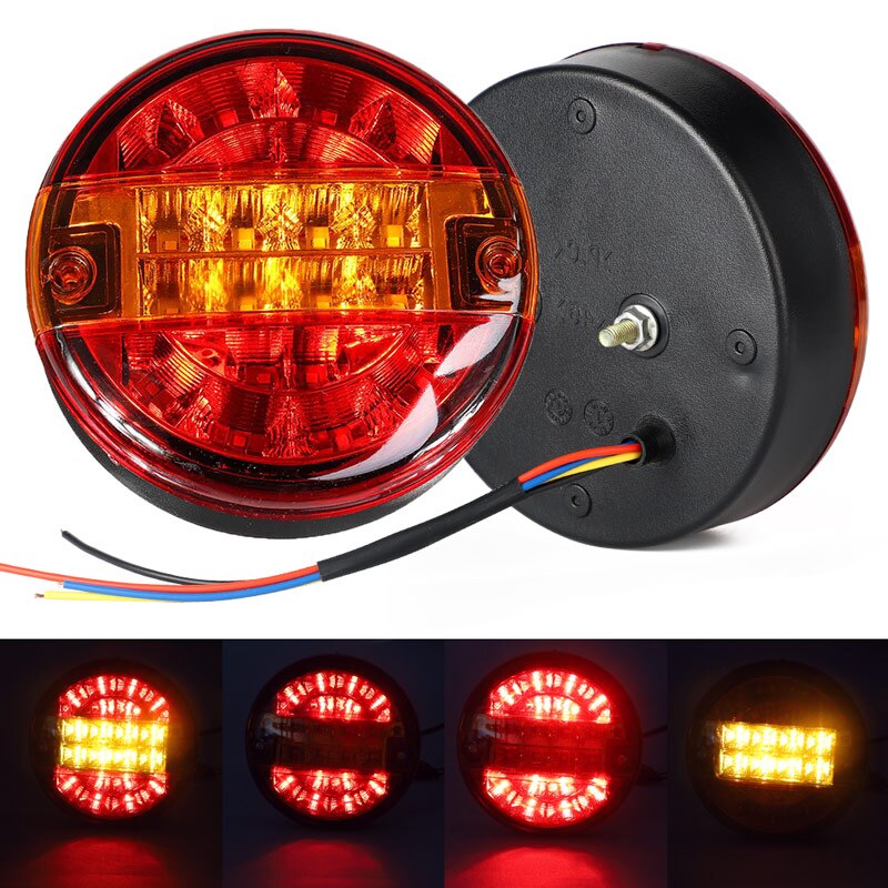 1PC LED Rear Tail Light Turn Signal Lamp Round Hamburger indicator brake lights For Lorry Truck Car Van Trailer ATV Boat 12V 24V