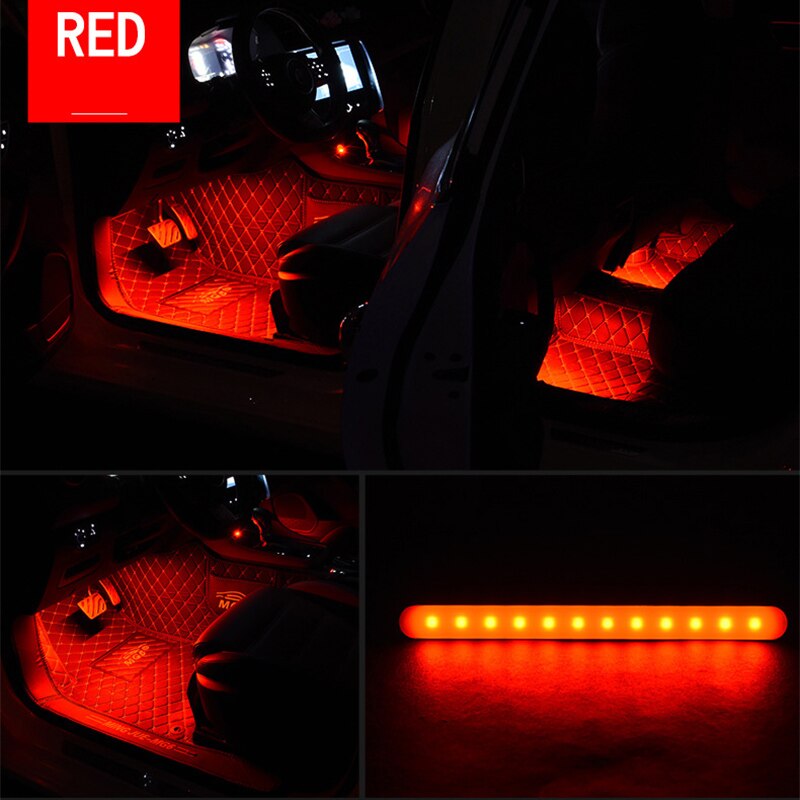 1Set Car Atmosphere Light Foot Light USB/Cigarette Lighter Remote Control Interior Decorative Ambient Floor LED decor Lamp