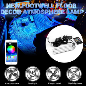 1Set Car Atmosphere Light Foot Light USB/Cigarette Lighter Remote Control Interior Decorative Ambient Floor LED decor Lamp