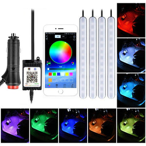 1Set Car Atmosphere Light Foot Light USB/Cigarette Lighter Remote Control Interior Decorative Ambient Floor LED decor Lamp