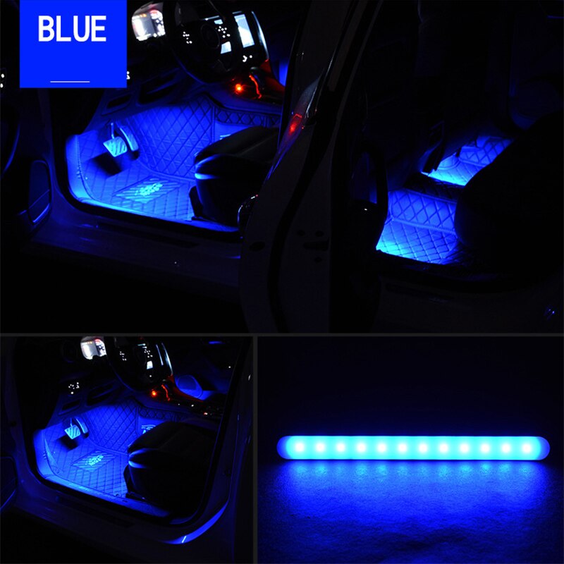 1Set Car Atmosphere Light Foot Light USB/Cigarette Lighter Remote Control Interior Decorative Ambient Floor LED decor Lamp