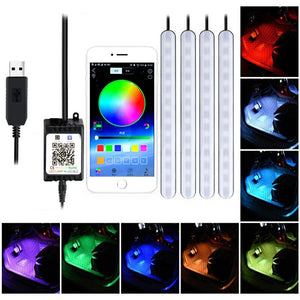 1Set Car Atmosphere Light Foot Light USB/Cigarette Lighter Remote Control Interior Decorative Ambient Floor LED decor Lamp