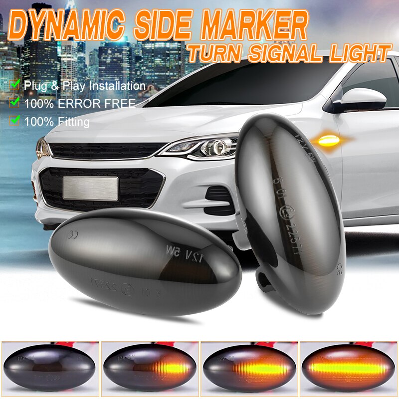 2PCS Led Dynamic Turn Signal Side Marker Light Sequential Blinker Light For Citroen C1 C2 C3 C5 C6 For Peugeot 1007 107 206 207