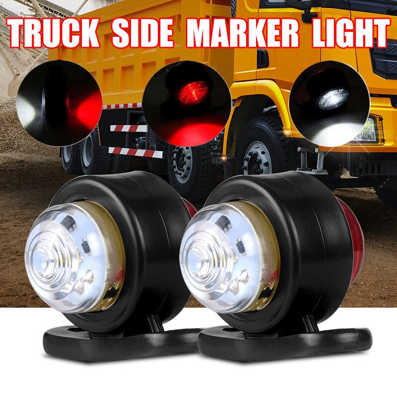 2Pcs 10-30V Car Truck Trailer LED Side Marker Light White Red Turn Signal Clearance Light Indicator Lamp For Lorry Van Caravans