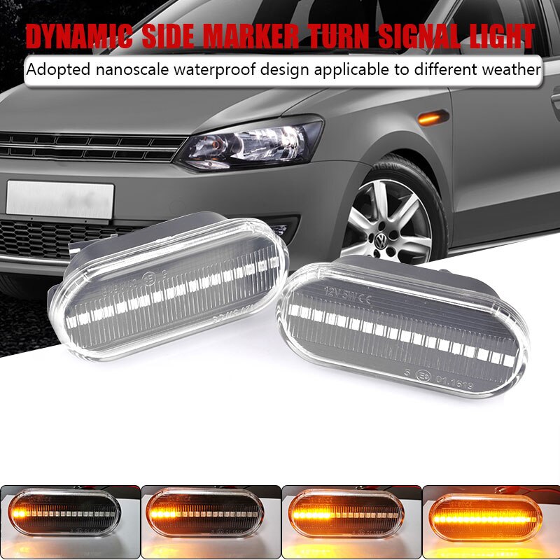 2pcs Auto Led Car Marker Light Dynamic Side Marker Turn Signal Light Flowing Blinker Light For Volkswagen Golf Passat SEAT