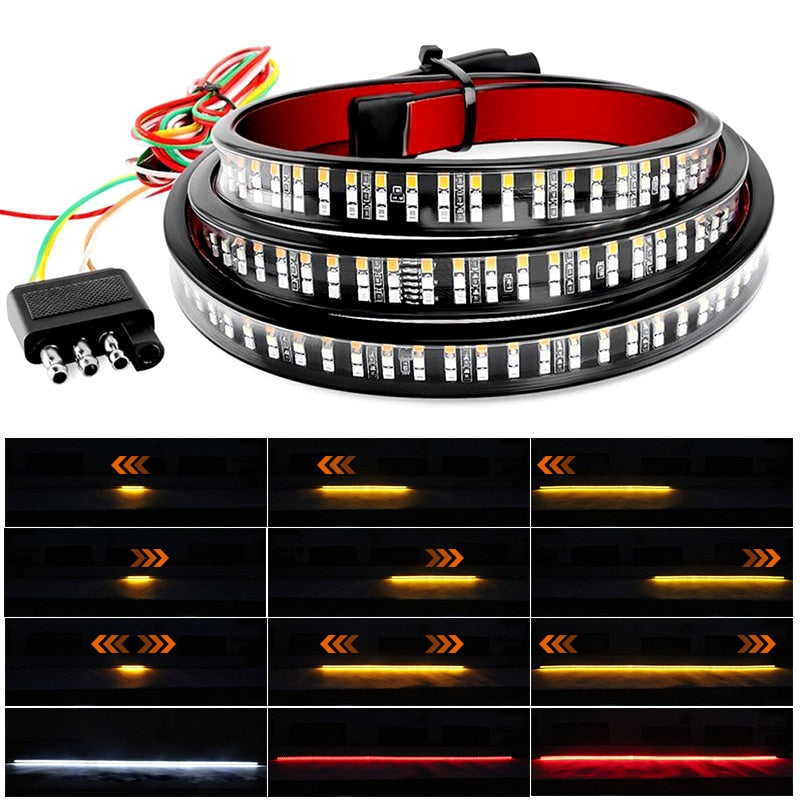 48/60inch Car Brake Turn Light Warning Signal Flexible LED Strip Rear Tail Running Reverse Double Flash Lights For Pickup truck