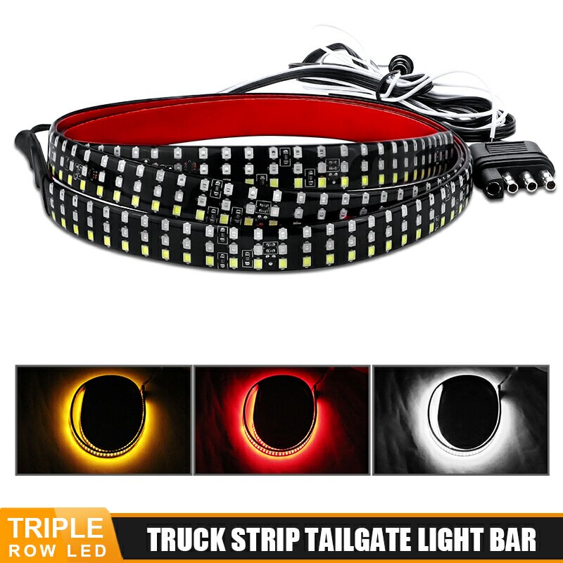60 inch Truck Tailgate LED Light Bar 3 Row 6-Funtions Brake Reverse Turn Signal Stop Tail Strip For Jeep Pickup SUV for Dodge