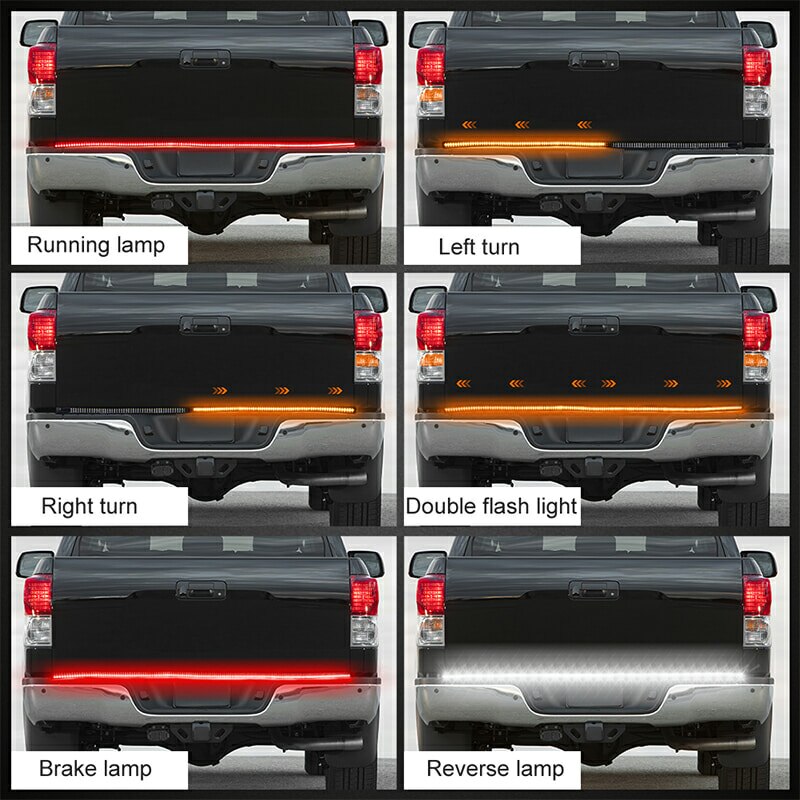 60 inch Truck Tailgate LED Light Bar 3 Row 6-Funtions Brake Reverse Turn Signal Stop Tail Strip For Jeep Pickup SUV for Dodge