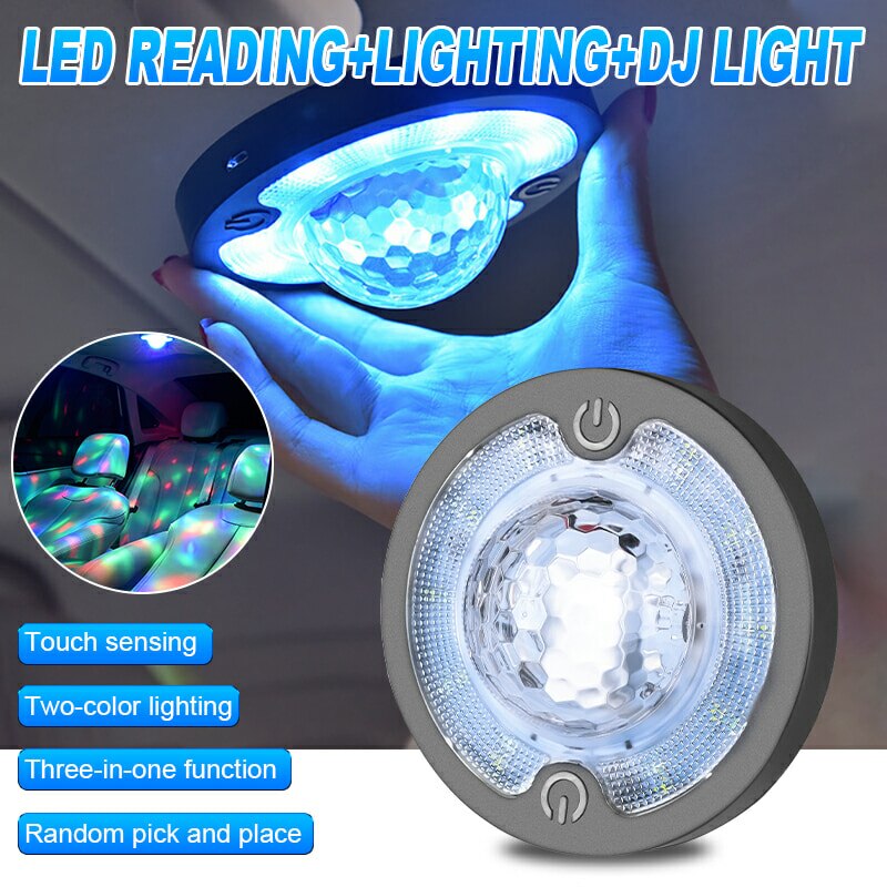 Automobile car Interior Atmosphere reading light Dome Car home rechargeable music voice-controlled rhythm lamp 3 in1 DJ light