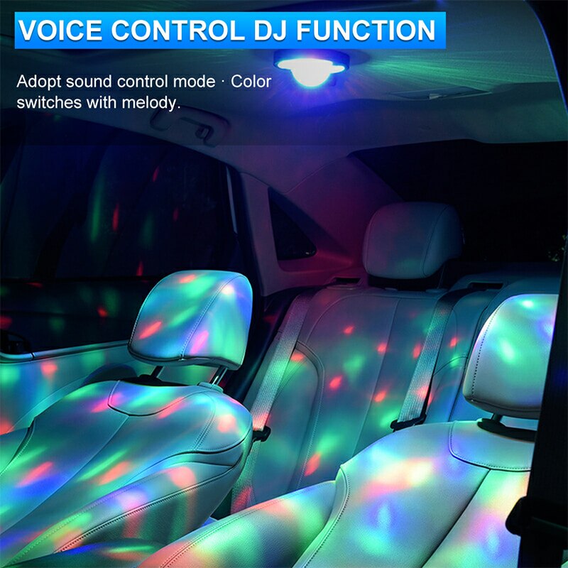 Automobile car Interior Atmosphere reading light Dome Car home rechargeable music voice-controlled rhythm lamp 3 in1 DJ light