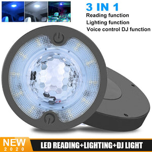 Automobile car Interior Atmosphere reading light Dome Car home rechargeable music voice-controlled rhythm lamp 3 in1 DJ light