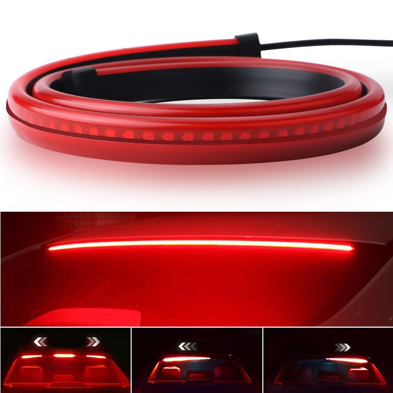 Car High Brake Driving Lights LED Lights Strip 90cm LED Signal Warning Lamp Auto Flexible Mount Safety Lamp Car Rear Stop Light