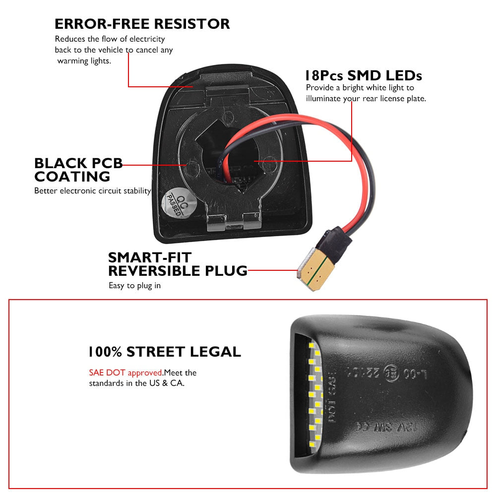 18 SMDs Error free Resistor LED licence plate light plug&play Safety for Silverado 1999-2003 for volkswagen for GMC 5500K