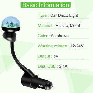 Car DJ light Car Kit Dual USB Charger Starry Disco Light Atmosphere Lamp car accessories ambient light Car Interior Lights