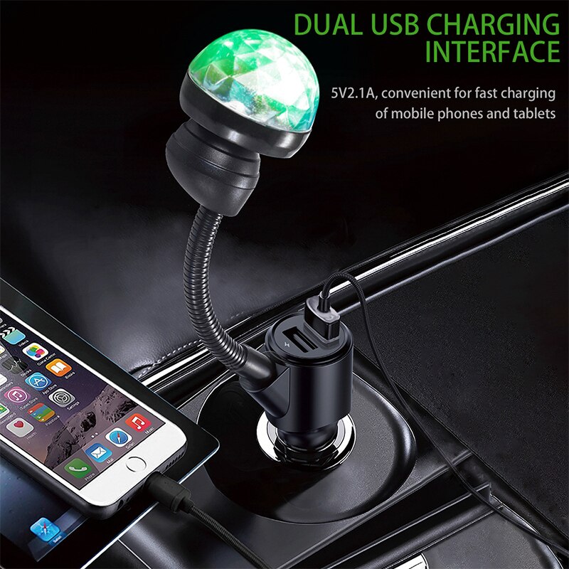 Car DJ light Car Kit Dual USB Charger Starry Disco Light Atmosphere Lamp car accessories ambient light Car Interior Lights