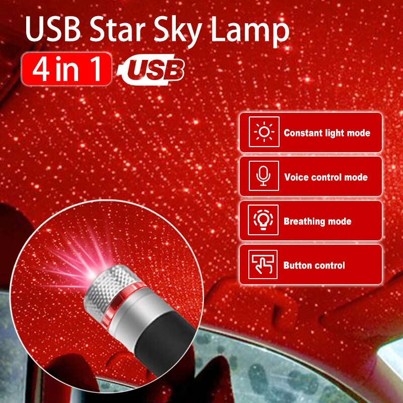 Roof Star Projection Light Romantic USB Night Light Car Atmosphere Light Adjustable Flexible Car Home Ceiling Decoration