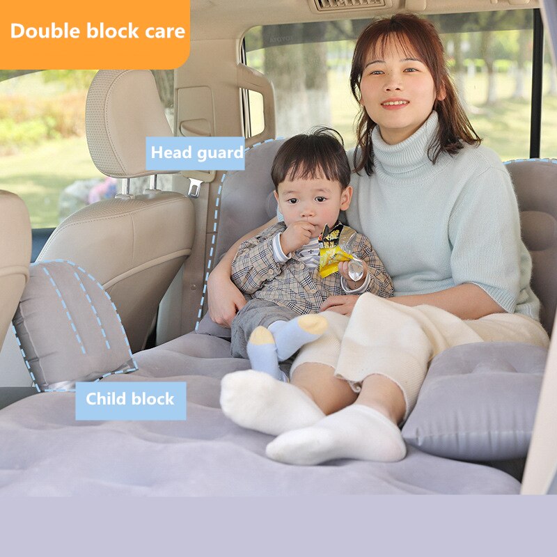 Flocking Car inflatable bed for back seat camping bed Car Travel Bed With head guard Outdoor Camping Mat Cushion Car Accessories