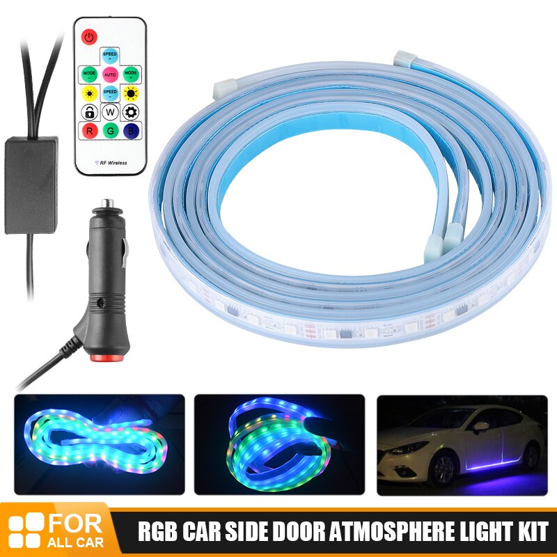 New RGB Car Flexible LED Strip Decorative Atmosphere Lamp Car Side door atmosphere light Auto Neon Light Kit Welcome Lights