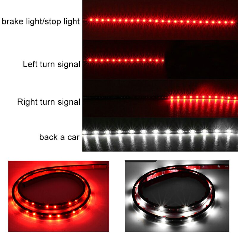 Truck Tailgate Side Bed Light Strip Bar 3528-90LEDs Waterproof Turn Signal Parking Brake Reverse Lights