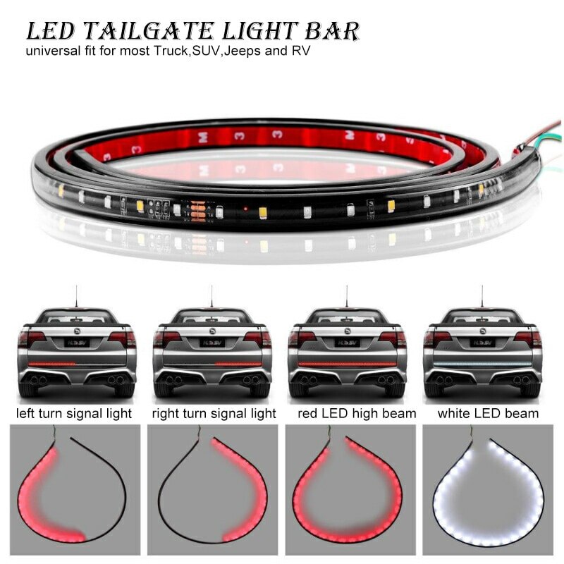 Truck Tailgate Side Bed Light Strip Bar 3528-90LEDs Waterproof Turn Signal Parking Brake Reverse Lights